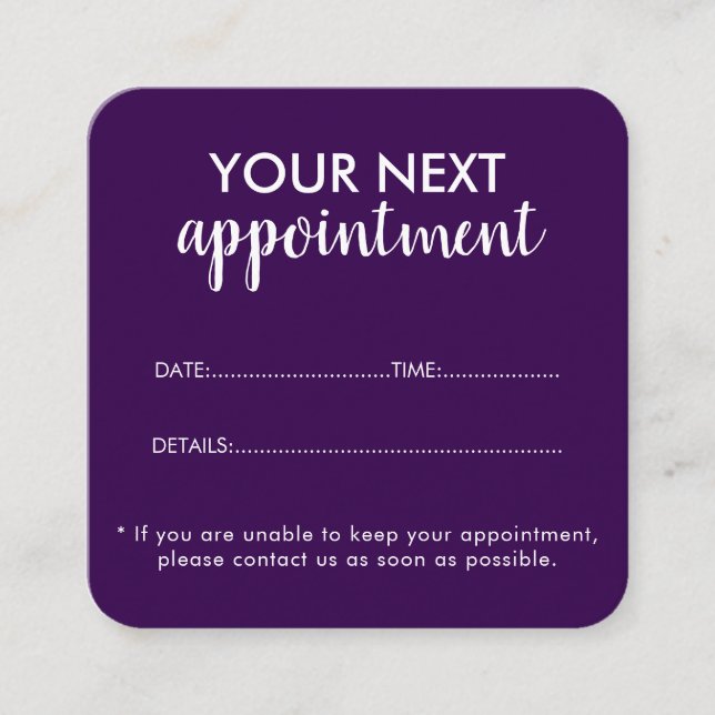 Cartão De Horário Trendy Modern Salon Appointment Reminder Card (Frente)