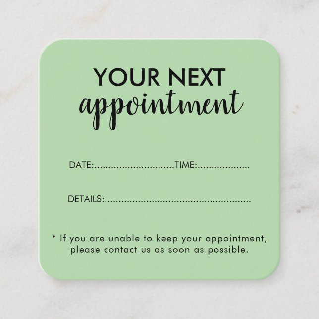 Cartão De Horário Trendy Modern Salon Appointment Reminder Card (Frente)