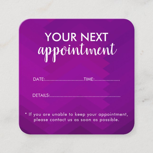 Cartão De Horário Trendy Modern Salon Appointment Reminder Card (Frente)