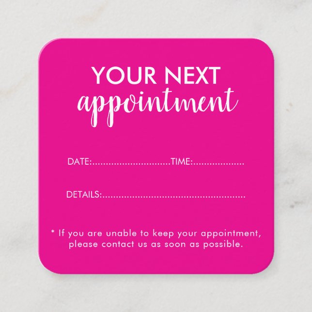 Cartão De Horário Trendy Modern Salon Appointment Reminder Card (Frente)