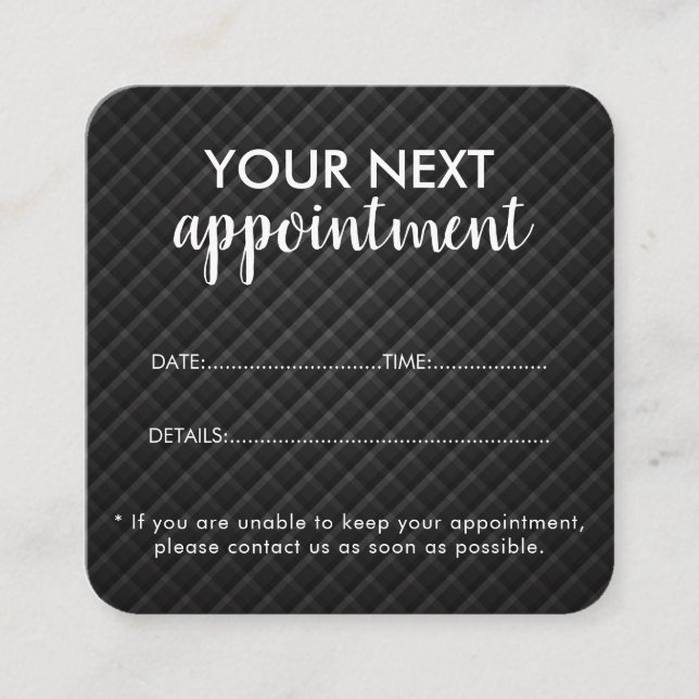 Cartão De Horário Trendy Modern Salon Appointment Reminder Card (Frente)