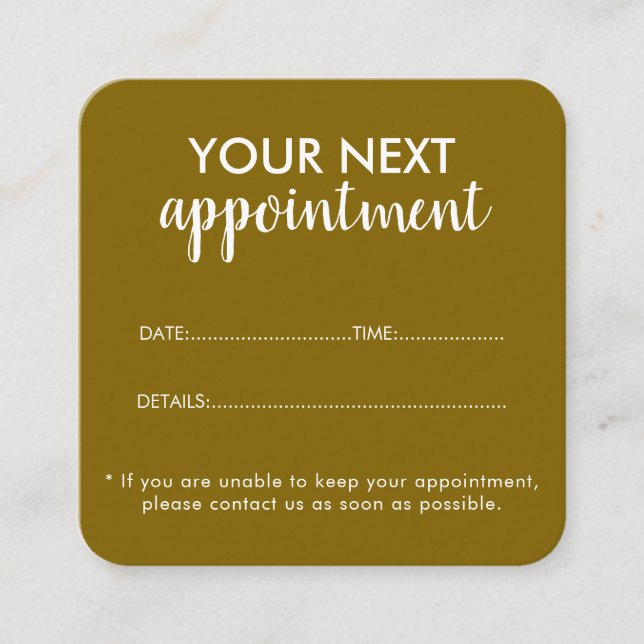 Cartão De Horário Trendy Modern Salon Appointment Reminder Card (Frente)