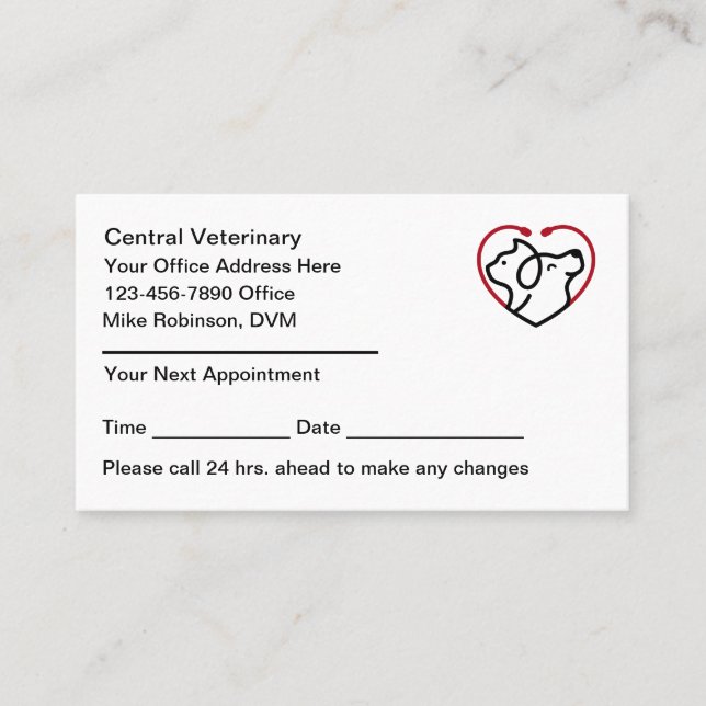 Cartão De Horário Veterinary Office Appointment Business Cards  (Frente)