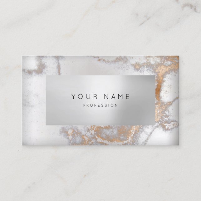 Cartão De Horário VIP Silver de Compromisso Mínimo de Marble de Cobr (Frente)