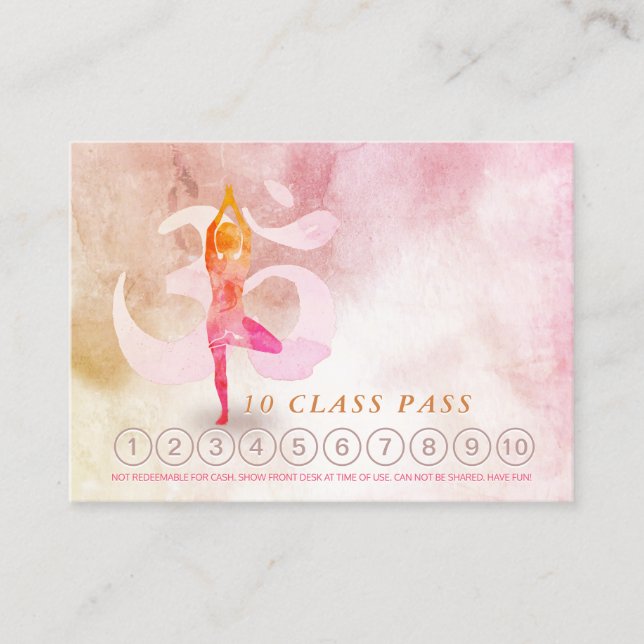 Cartão De Horário YOGA 10 Classe Pass Appoint Meditation Pose Om (Frente)