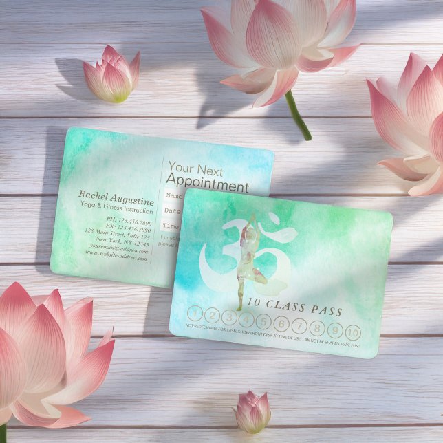 Cartão De Horário YOGA 10 Classe Pass Appoint Meditation Pose Om (Criador carregado)