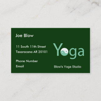 Cartão De Horário Yoga com Yin Yang em verde