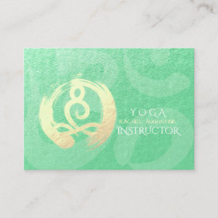 Cartão De Horário Yoga Instrutor Green Dourado Meditação ZEN OM