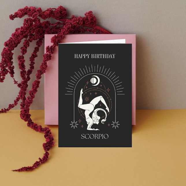Cartão de Horóscopo Feliz Aniversário Místico Scor (HappyBirthday Mystic Scorpio Zodiac Horoscope Card)