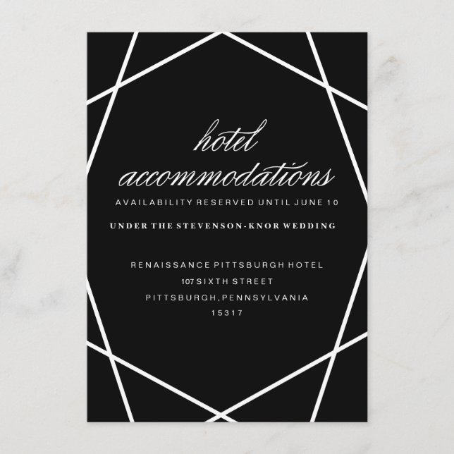 Cartão de Hotel Geométrico Moderno (Frente)