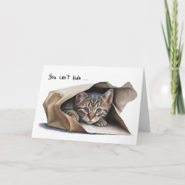 Cartão de Humor de Aniversário de Gato em Papel