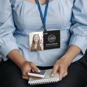 Cartão de identidade comercial moderno, Crachá QR 