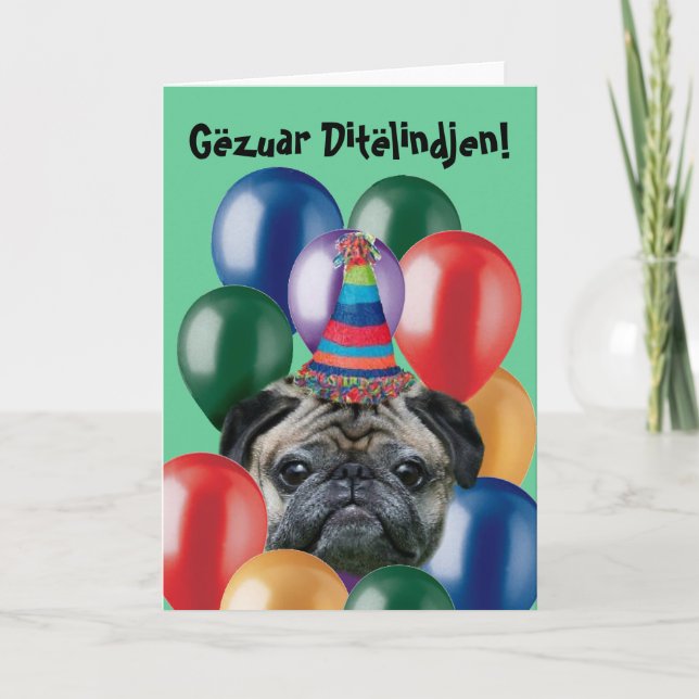 Cartão de identidade de aniversário para pug Ditël (Frente)