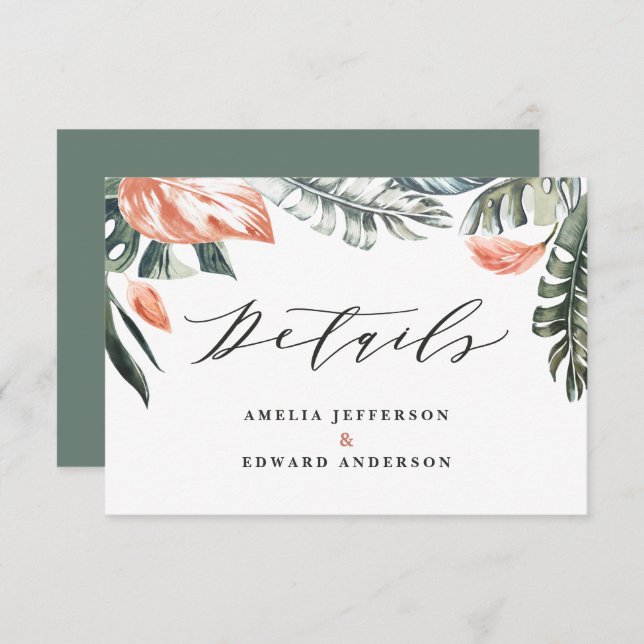 Cartão de identidade de folhagem tropical verde pa (Frente/Verso)