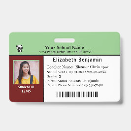 Cartão de Identificação do Aluno ID Crachá Escolar