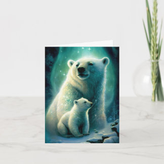 Cartão de ilustração de adorável mãe de urso polar