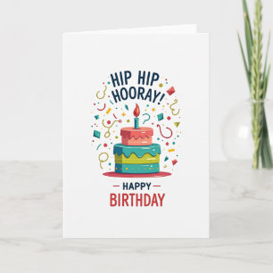 Cartão de Ilustração de Bolo de Aniversário