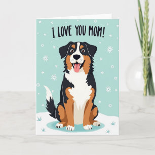 Cartão de Ilustração de Cachorro Ama Você Mamãe