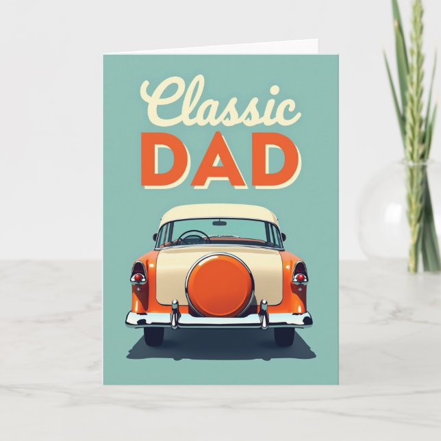 Cartão de Ilustração de Carro do Pai Clássico (Frente)