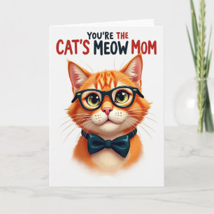 Cartão de ilustração de laço de gato mamãe