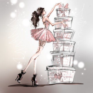 Cartão de Ilustração de Moda de Natal