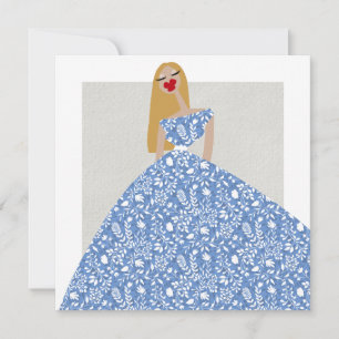 Cartão de Ilustração de Moda Glam Floral Branco