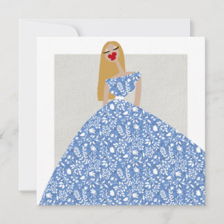 Cartão de Ilustração de Moda Glam Floral Branco