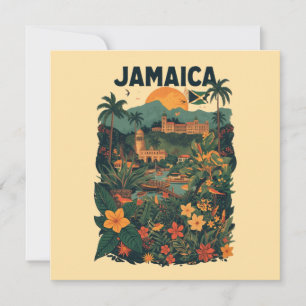 Cartão de ilustração de viagem Jamaica estilo retr