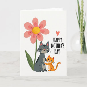 Cartão de Ilustração do Dia das Mães com Gatos