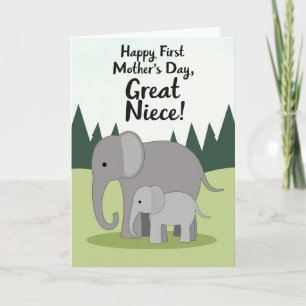 Cartão de Ilustração do Dia das Mães Elefante