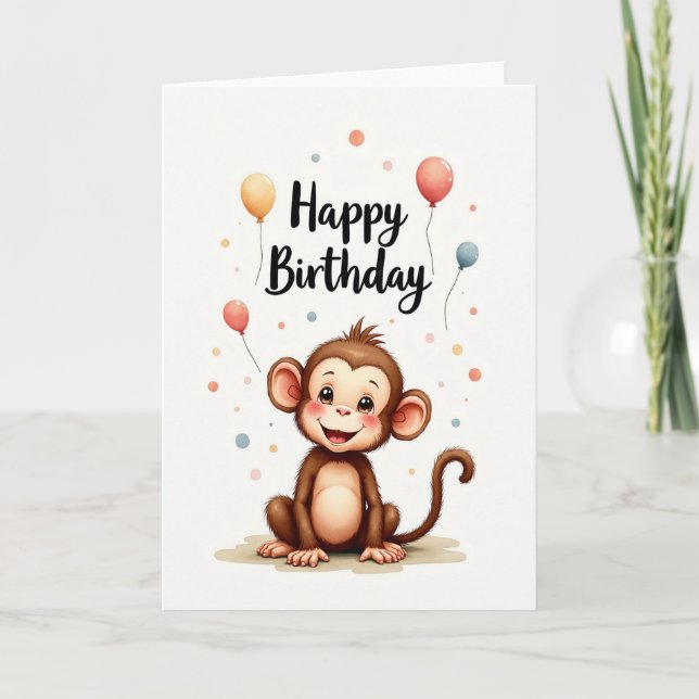 Cartão de Ilustração do Macaco Doce (Frente)