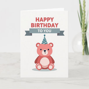 Cartão de Ilustração do Urso de Aniversário