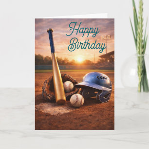 Cartão de Ilustração em Aquarela de Beisebol Luv