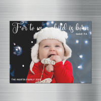 Cartão de Ímã de Foto de Bebê de Natal com Versícu