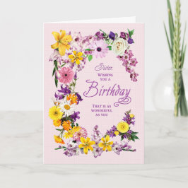 Cartão de Imagem da Flor Irmã Birthday