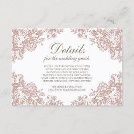 Cartão de inclusão de casamento de renda rosa poei