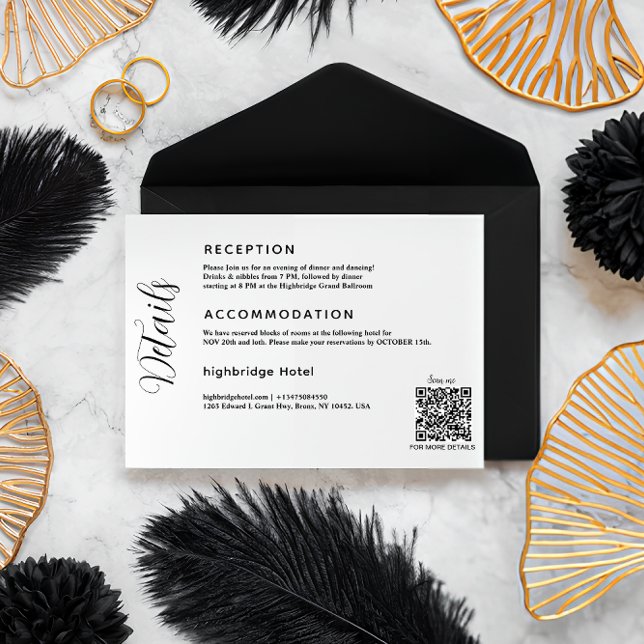 Cartão de Inclusão de Detalhes de Casamento com Có (Wedding Details Card)