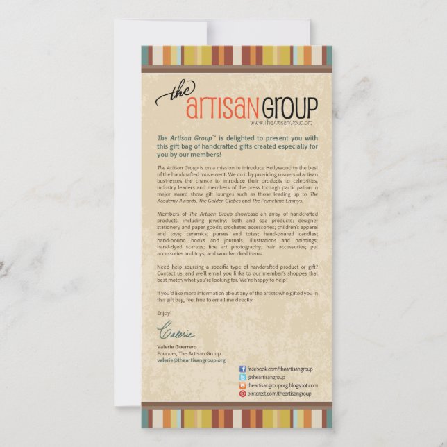 Cartão de Inclusão de Saco de Presente (Frente)