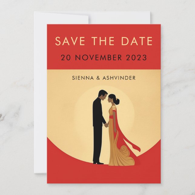 Cartão de Indian Wedding Save The Date (Frente)