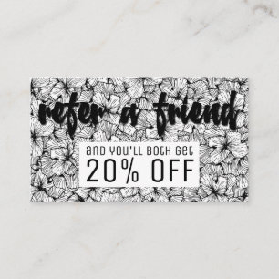 Cartão De Indicação A mão moderna branca preta tirada floresce a