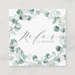 Cartão De Indicação Água Dusty Azul Eucalyptus Wreath Negócios