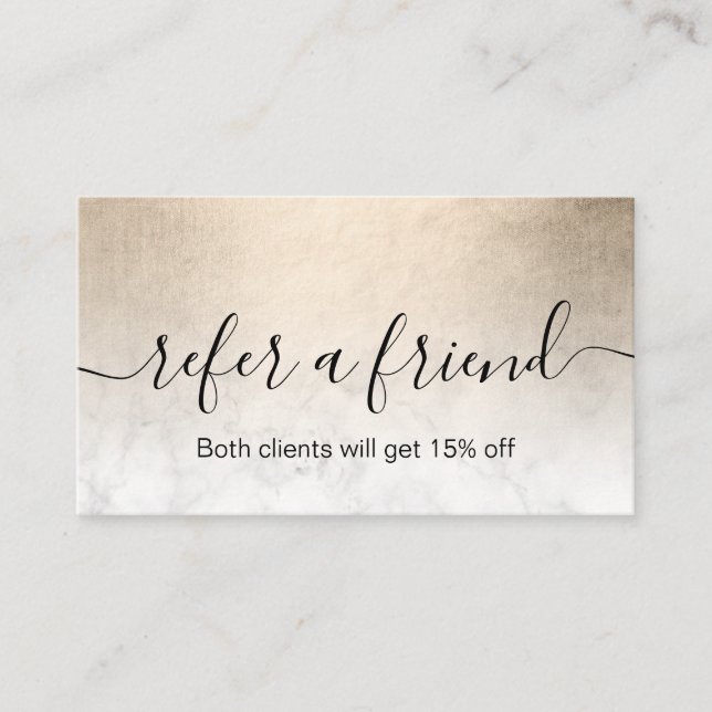 Cartão De Indicação Artista de maquiagem de mármore branco de ouro Ele (Frente)