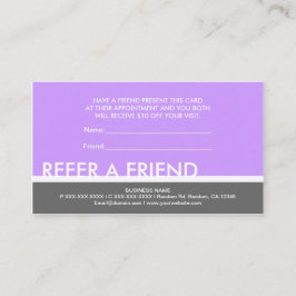 Cartão De Indicação As cinzas roxas simples referem-se a placas person