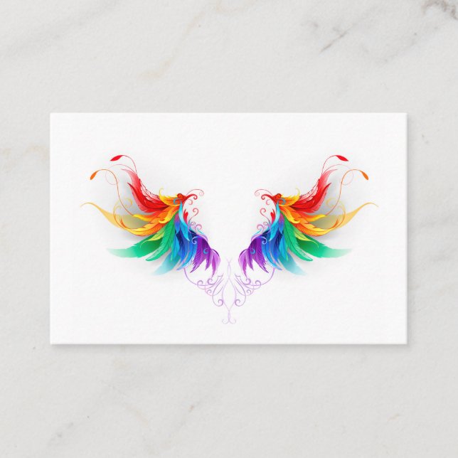 Cartão De Indicação Asas Fluffy Rainbow (Frente)