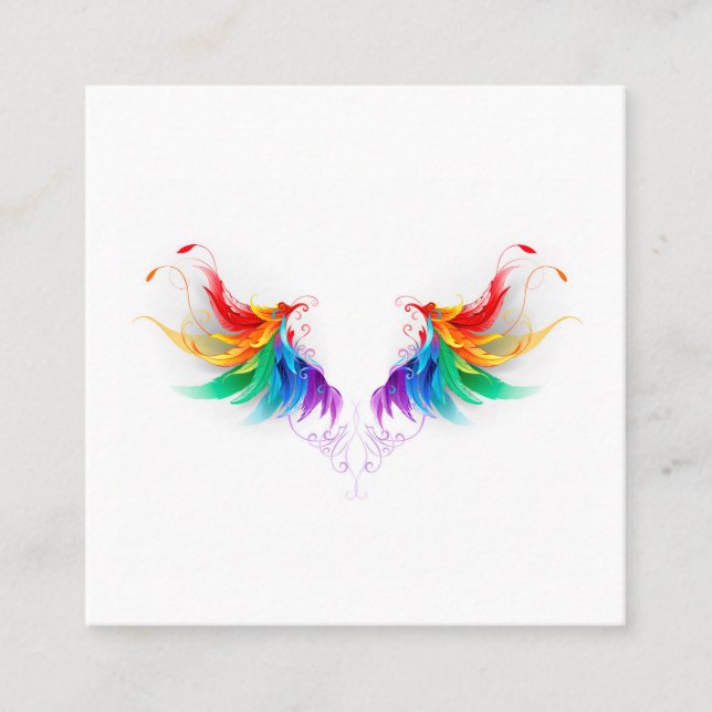 Cartão De Indicação Asas Fluffy Rainbow (Frente)