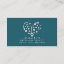 Cartão De Indicação Beach Glam Diamond Heart Elegant Reflete um Amigo