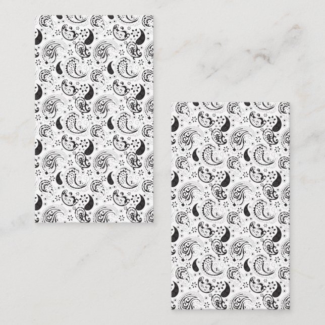 Cartão De Indicação Black & White Paisley Pattern –Elegant Textile Art (Frente/Verso)