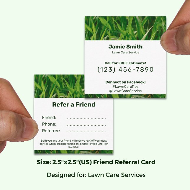 Cartão De Indicação Blank, Writable Version, Editable Lawn Care  (Blank, Writable Version, Editable Lawn Care Referral Card; Size: 2.5 x 2.5 Inch)