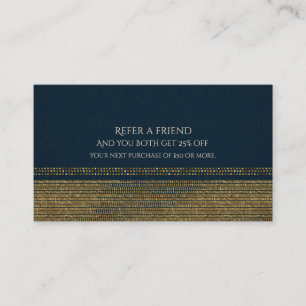 Cartão De Indicação Blue & Gold Chic Espelhante Glam Indique um Amigo