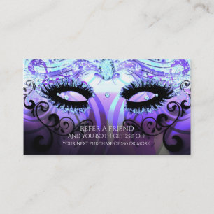 Cartão De Indicação CÍLIOS GLAM Purple Beauty Salon Indicação de Amigo